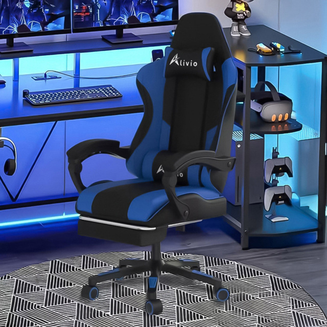Alivio Blue Ergonomic Massage Gaming Chair - Size: 124 x 65.5 x 62cm - Wilko - image 1