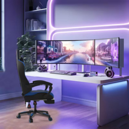 Alivio Blue Ergonomic Massage Gaming Chair - Size: 124 x 65.5 x 62cm - Wilko - thumbnail 5