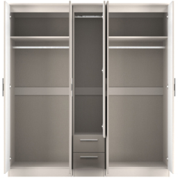 Crowndale Knightsbridge 5 Door 2 Drawer Kashmir Gloss Tall Wardrobe Ready Assembled - Kashmir Gloss & Kashmir - Wilko - thumbnail 7
