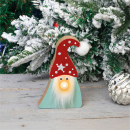 St Helens Light Up Nose Wooden Gonk Christmas Decoration 14cm - Size: 2 x 8 x 13cm - Red - Wilko - thumbnail 3