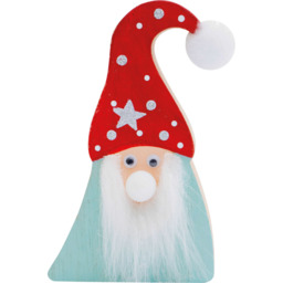 St Helens Light Up Nose Wooden Gonk Christmas Decoration 14cm - Size: 2 x 8 x 13cm - Red - Wilko