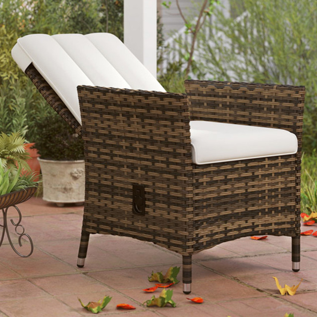 Outsunny Cream White Rattan Adjustable Backrest Garden Recliner Chair - Size: 100 x 59 x 59cm - Wilko - image 1
