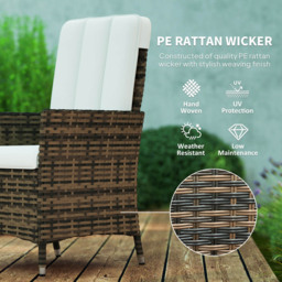 Outsunny Cream White Rattan Adjustable Backrest Garden Recliner Chair - Size: 100 x 59 x 59cm - Wilko - thumbnail 6