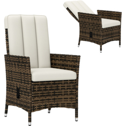 Outsunny Cream White Rattan Adjustable Backrest Garden Recliner Chair - Size: 100 x 59 x 59cm - Wilko - thumbnail 3