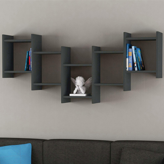 Decortie Bat Anthracite Modern Floating Shelf - Size: 64 x 151 x 20cm - Black - Wilko - image 1