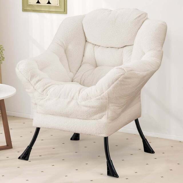 Costway Beige Large Lazy Chair With Pillow and Storage Pocket - Size: Single - Cream - Wilko - image 1