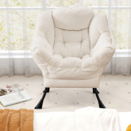 Costway Beige Large Lazy Chair With Pillow and Storage Pocket - Size: Single - Cream - Wilko - thumbnail 5