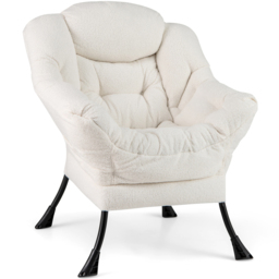 Costway Beige Large Lazy Chair With Pillow and Storage Pocket - Size: Single - Cream - Wilko - thumbnail 3