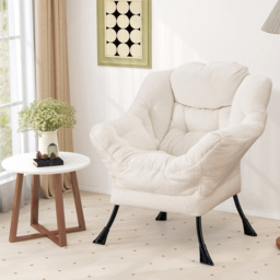 Costway Beige Large Lazy Chair With Pillow and Storage Pocket - Size: Single - Cream - Wilko - thumbnail 4