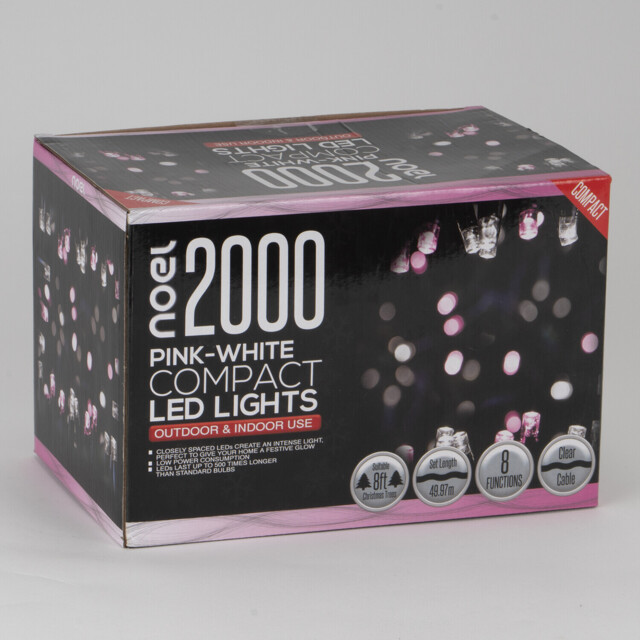 noel Compact LED Lights - Pink-White/2000 - Wilko - image 1