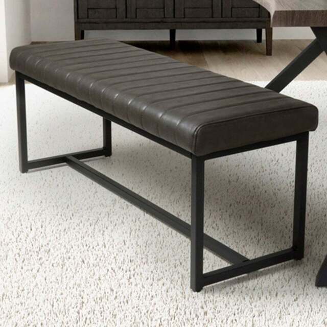 Archer Grey 2 Seater Leather Effect Dining Bench - Size: 40 x 120 x 47cm - Wilko - image 1