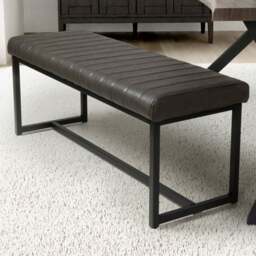 Archer Grey 2 Seater Leather Effect Dining Bench - Size: 40 x 120 x 47cm - Wilko
