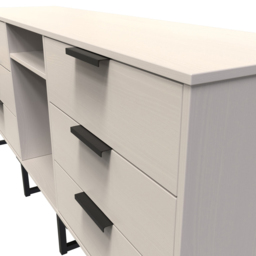 Crowndale Hong Kong Ready Assembled 6 Drawer Kasmir Ash Media TV Unit - Size: 40 x 152 x 74cm - Cream - Wilko - thumbnail 7