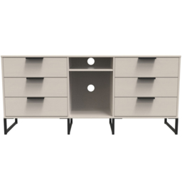 Crowndale Hong Kong Ready Assembled 6 Drawer Kasmir Ash Media TV Unit - Size: 40 x 152 x 74cm - Cream - Wilko - thumbnail 4