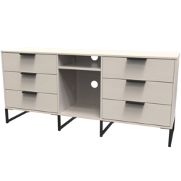 Crowndale Hong Kong Ready Assembled 6 Drawer Kasmir Ash Media TV Unit - Size: 40 x 152 x 74cm - Cream - Wilko - thumbnail 3