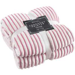 Velosso Pink Corduroy Printed Throw 127 x 152cm - Size: 127 x 152 x 1cm - Wilko