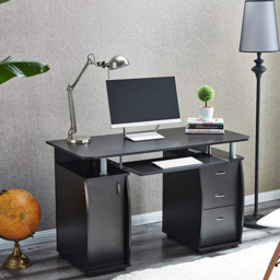 Deluxe Computer Desk with 3 Drawers & Storage Cabinet - Black - Size: 74 x 120 x 55cm - Wicklow - Wilko - thumbnail 4