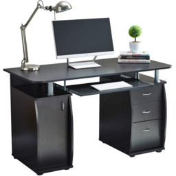 Deluxe Computer Desk with 3 Drawers & Storage Cabinet - Black - Size: 74 x 120 x 55cm - Wicklow - Wilko - thumbnail 3