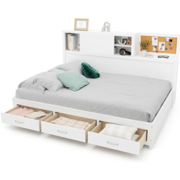 Costway Double 3 Drawer Daybed Frame - White - Wilko - thumbnail 4