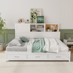 Costway Double 3 Drawer Daybed Frame - White - Wilko - thumbnail 5