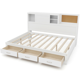 Costway Double 3 Drawer Daybed Frame - White - Wilko - thumbnail 3