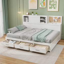 Costway Double 3 Drawer Daybed Frame - White - Wilko - thumbnail 6