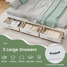 Costway Double 3 Drawer Daybed Frame - White - Wilko - thumbnail 7