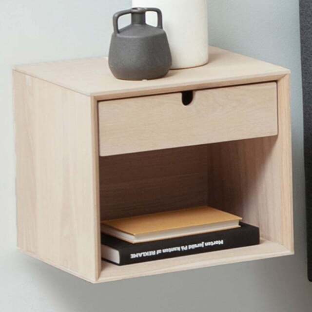 Florence Century Single Shelf Single Drawer White Oak Wall Mounted Bedside Table - Furniture To Go - Wilko - image 1