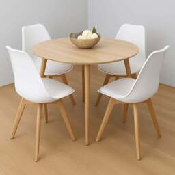 Kosy Koala 4 Seater Round Dining Set White - Beige - Wilko - thumbnail 1