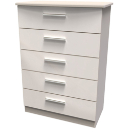 Crowndale Knightsbridge 5 Drawer Kashmir Gloss Chest of Drawers Ready Assembled - Kashmir Gloss & Kashmir - Wilko - thumbnail 4