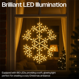 Xmas Haus 180 Warm White LED Metal Snow Flake Light 49 x 49cm - Size: 490 x 495 x 25cm - Wilko - thumbnail 4