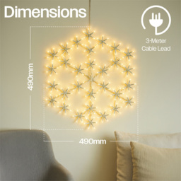 Xmas Haus 180 Warm White LED Metal Snow Flake Light 49 x 49cm - Size: 490 x 495 x 25cm - Wilko - thumbnail 7