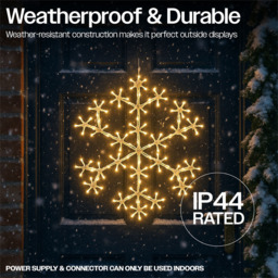 Xmas Haus 180 Warm White LED Metal Snow Flake Light 49 x 49cm - Size: 490 x 495 x 25cm - Wilko - thumbnail 5
