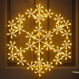Xmas Haus 180 Warm White LED Metal Snow Flake Light 49 x 49cm - Size: 490 x 495 x 25cm - Wilko