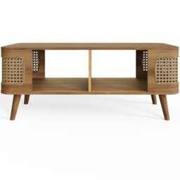 GFW Sorrel 2 Shelf Oak Rattan Coffee Table - Size: 41 x 110 x 55cm - Wilko - thumbnail 4