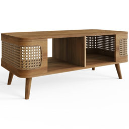 GFW Sorrel 2 Shelf Oak Rattan Coffee Table - Size: 41 x 110 x 55cm - Wilko - thumbnail 3