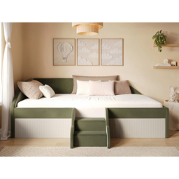 Flair Aviana Olive Green and Beige Velvet and Cord Low Sleeper Bed - Size: 62 x 139 x 201cm - Wilko - thumbnail 6
