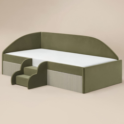 Flair Aviana Olive Green and Beige Velvet and Cord Low Sleeper Bed - Size: 62 x 139 x 201cm - Wilko - thumbnail 3