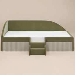 Flair Aviana Olive Green and Beige Velvet and Cord Low Sleeper Bed - Size: 62 x 139 x 201cm - Wilko - thumbnail 4