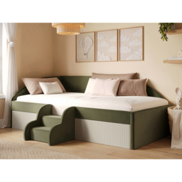 Flair Aviana Olive Green and Beige Velvet and Cord Low Sleeper Bed - Size: 62 x 139 x 201cm - Wilko - thumbnail 7