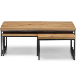 Julian Bowen Brooklyn Oak Nest of Tables Set of 3 - Size: 60 x 120 x 45cm - Brown - Wilko - thumbnail 5