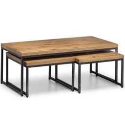 Julian Bowen Brooklyn Oak Nest of Tables Set of 3 - Size: 60 x 120 x 45cm - Brown - Wilko - thumbnail 3