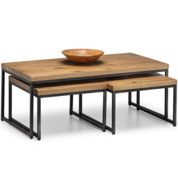 Julian Bowen Brooklyn Oak Nest of Tables Set of 3 - Size: 60 x 120 x 45cm - Brown - Wilko - thumbnail 4
