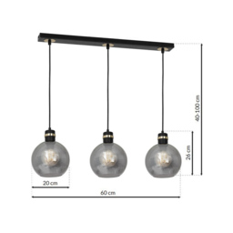 Milagro Omega Black Pendant Lamp 230V - Size: 20 x 60 x 100cm - Wilko - thumbnail 7