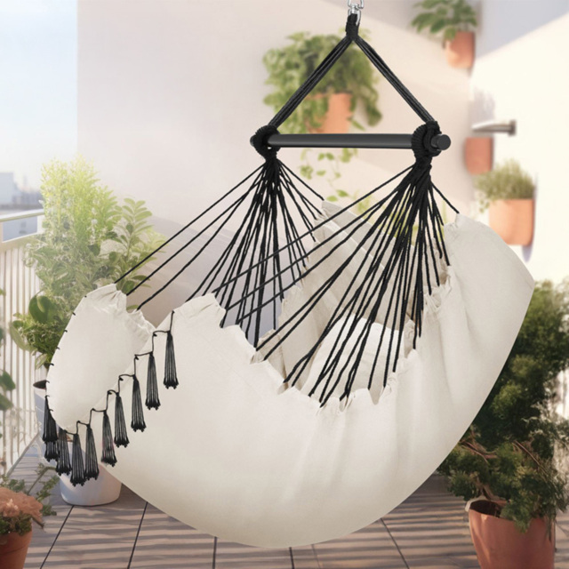 tectake Malika Beige Hanging Chair 150kg - Size: 150 x 100 x 150cm - Cream - Wilko - image 1
