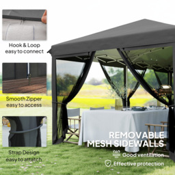 Outsunny 6 x 3m Black Canopy Tent with 6 Removable Sidewalls - Wilko - thumbnail 6
