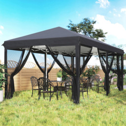 Outsunny 6 x 3m Black Canopy Tent with 6 Removable Sidewalls - Wilko - thumbnail 1