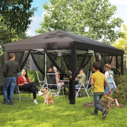 Outsunny 6 x 3m Black Canopy Tent with 6 Removable Sidewalls - Wilko - thumbnail 4