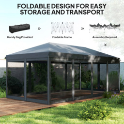 Outsunny 6 x 3m Black Canopy Tent with 6 Removable Sidewalls - Wilko - thumbnail 5