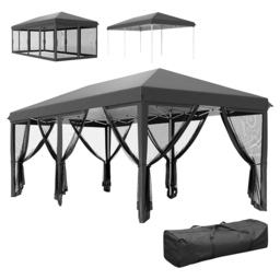 Outsunny 6 x 3m Black Canopy Tent with 6 Removable Sidewalls - Wilko - thumbnail 3